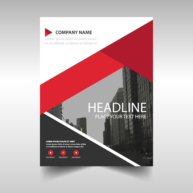 Modern brochure template with red geometric shapes