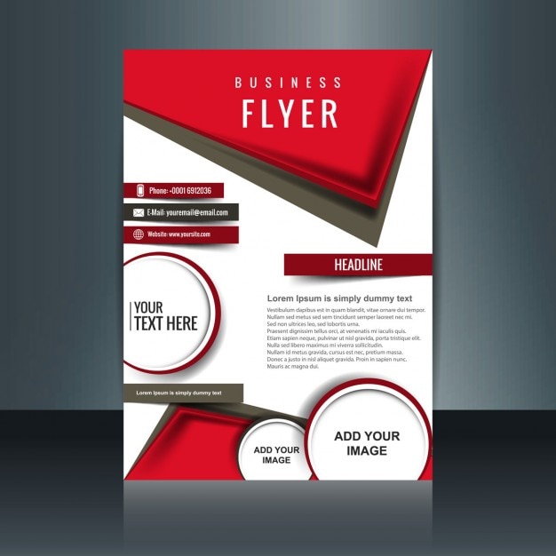 Modern brochure with red geometric shapes