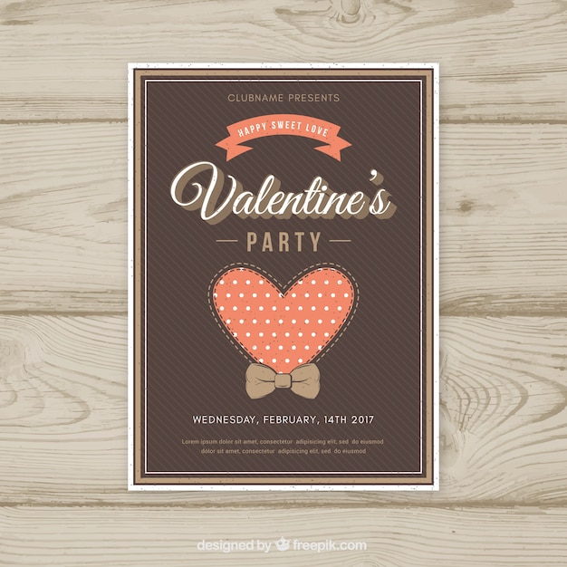 Free vector modern brown valentine flyer design