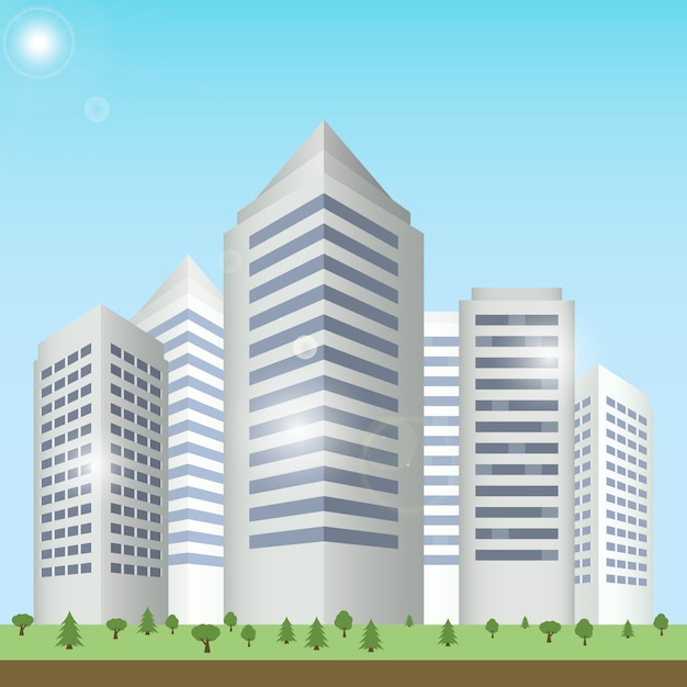 Free vector modern buildings cityscape