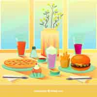 Free vector modern burger restaurant composition