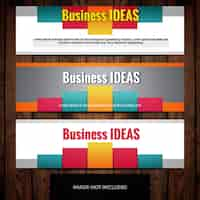 Free vector modern business banner design templates with multicolored rectangles on grey background