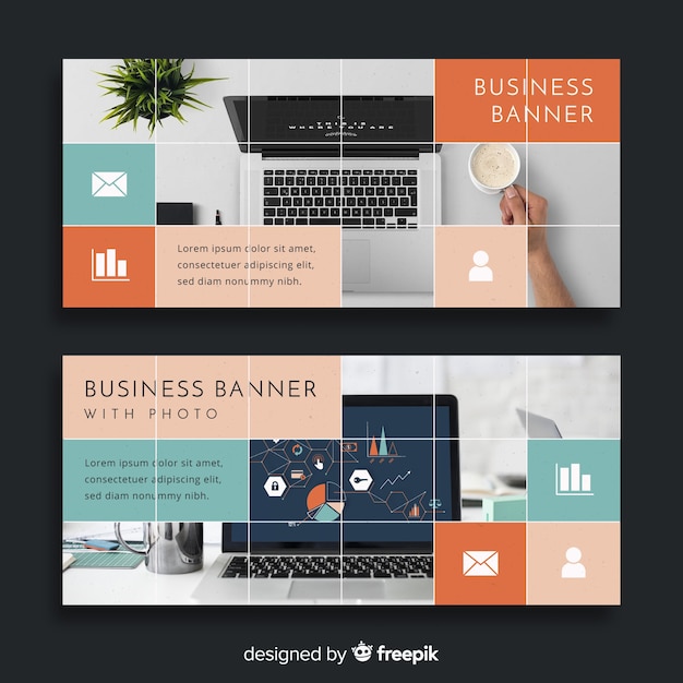 Free vector modern business banner template with photo