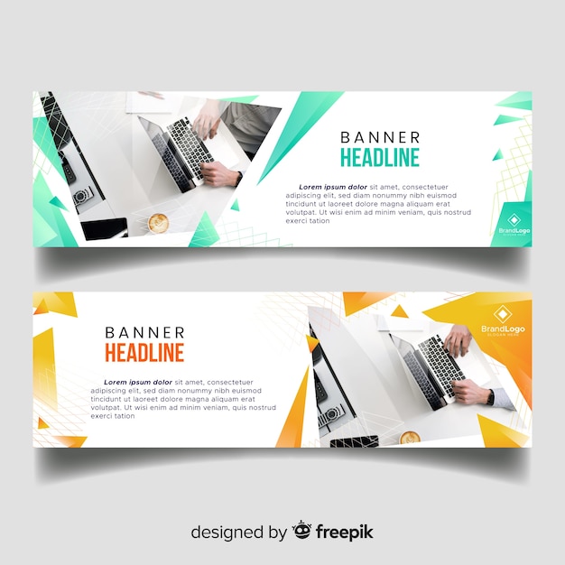 Free vector modern business banners with photo