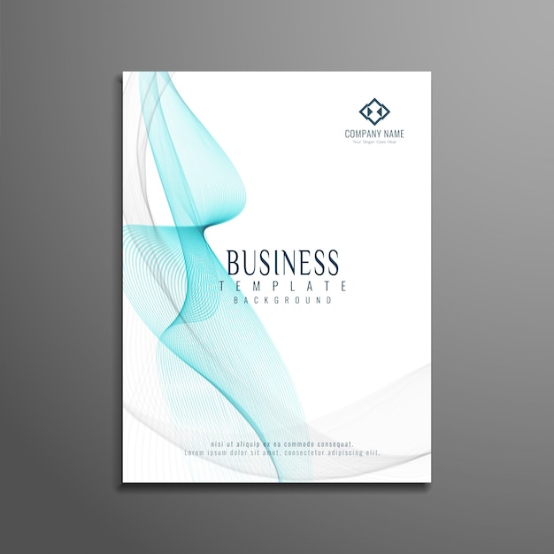 Modern business brochure design with blue wavy shapes