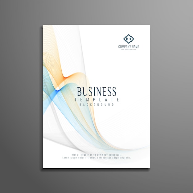 Modern business brochure design with colorful wavy shapes