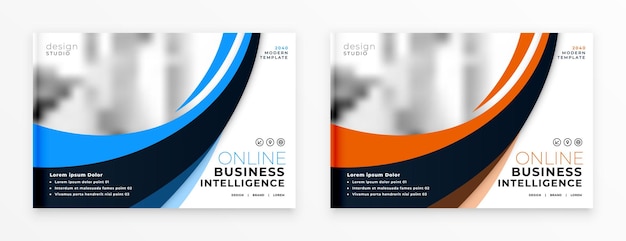 Modern business brochure template design with wave shapes