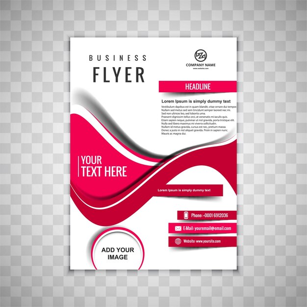 Modern business brochure with red wavy shapes