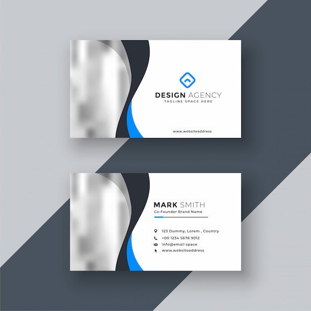 Free vector modern business card design with wavy shape