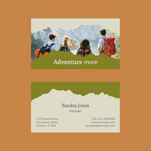 Modern business card template photo attachable for travel agency