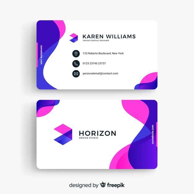 Modern business card template with abstract shapes