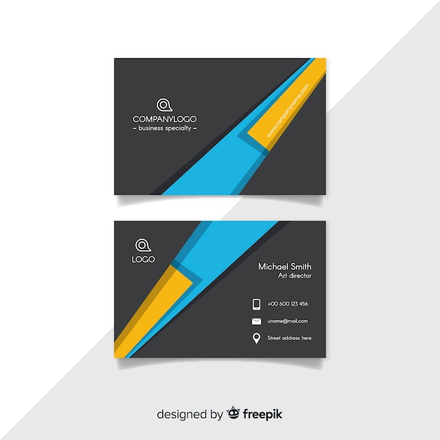 Modern business card template with abstract shapes