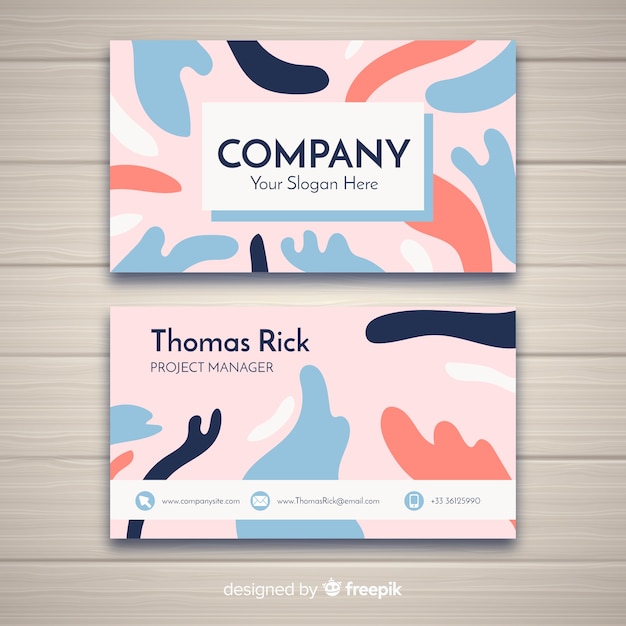 Modern business card template with abstract shapes