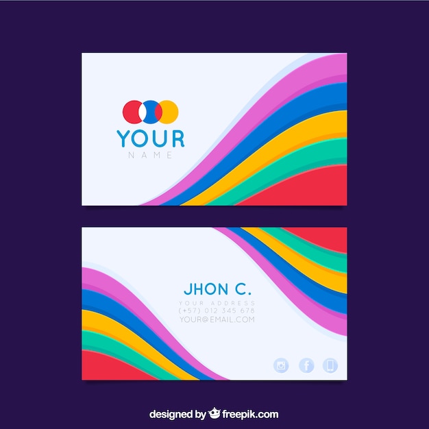 Free vector modern business card template with colorful style