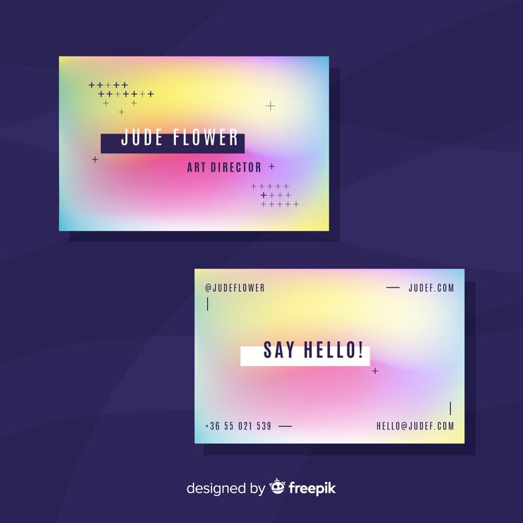 Free Vector modern business card template with colorful style