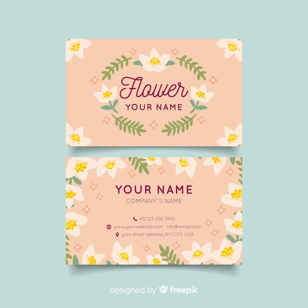 Modern business card template with floral style