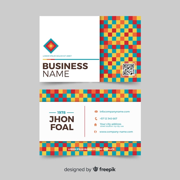 Modern business card template with geometric design