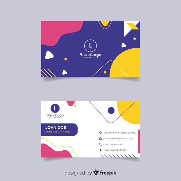 Modern business card template with geometric design