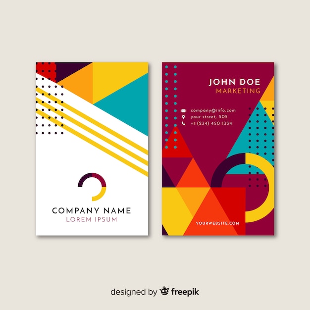 Modern business card template with geometric design
