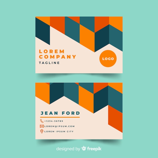 Free vector modern business card template with geometric design