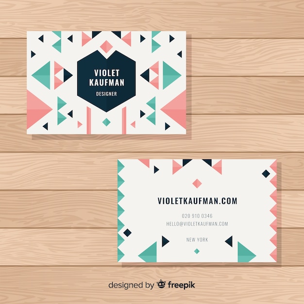 Modern business card template with geometric design