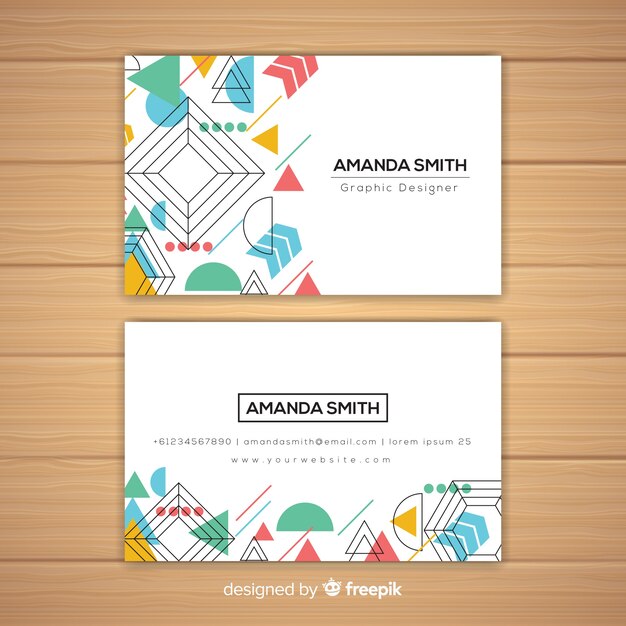 Modern business card template with geometric design