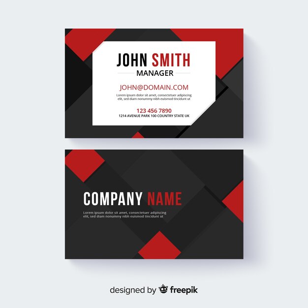 Modern business card template with geometric shapes