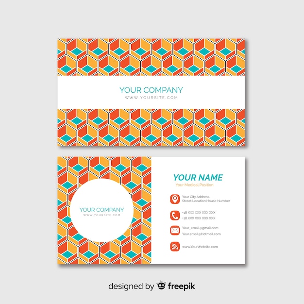 Modern business card template with geometric shapes