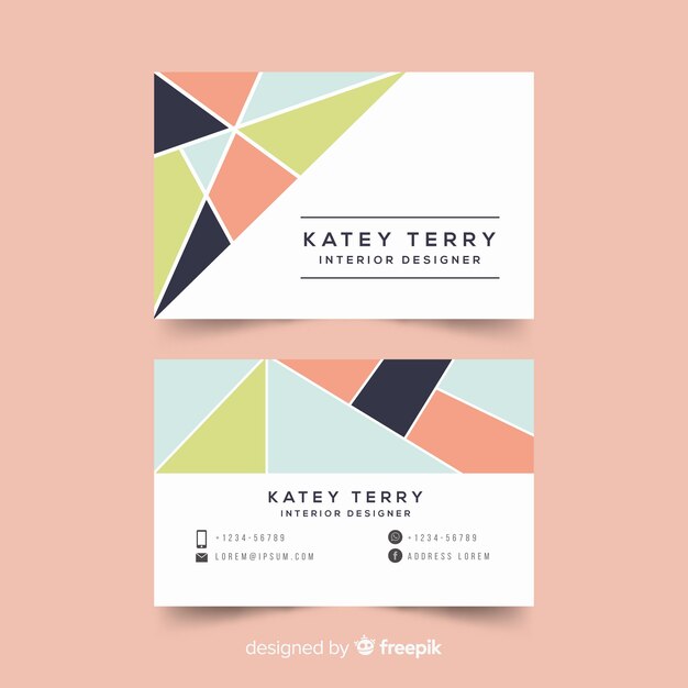 Modern business card template with geometric shapes