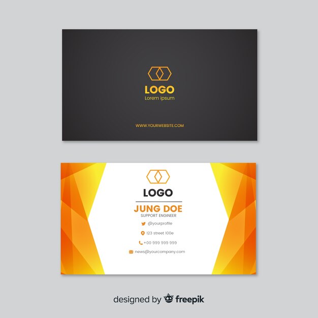 Modern business card template with geometric shapes