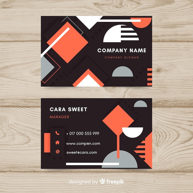 Free vector modern business card template with geometric shapes