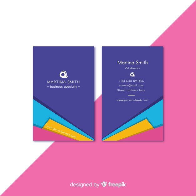 Modern business card template with geometric shapes