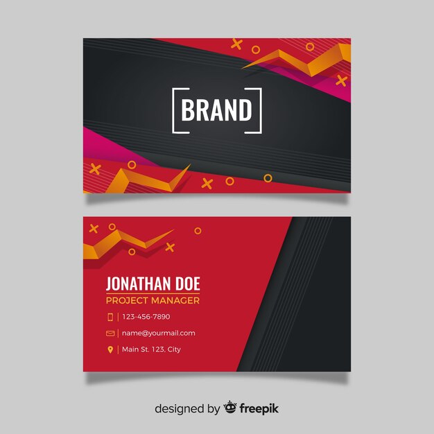 Modern business card template with geometric shapes