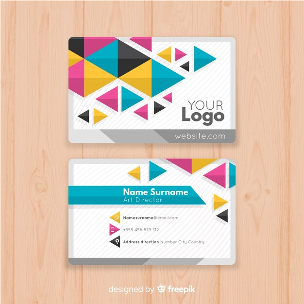 Modern business card template with geometric shapes