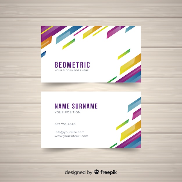 Modern business card template with geometric shapes