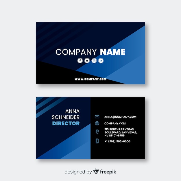 Modern business card template with geometric shapes