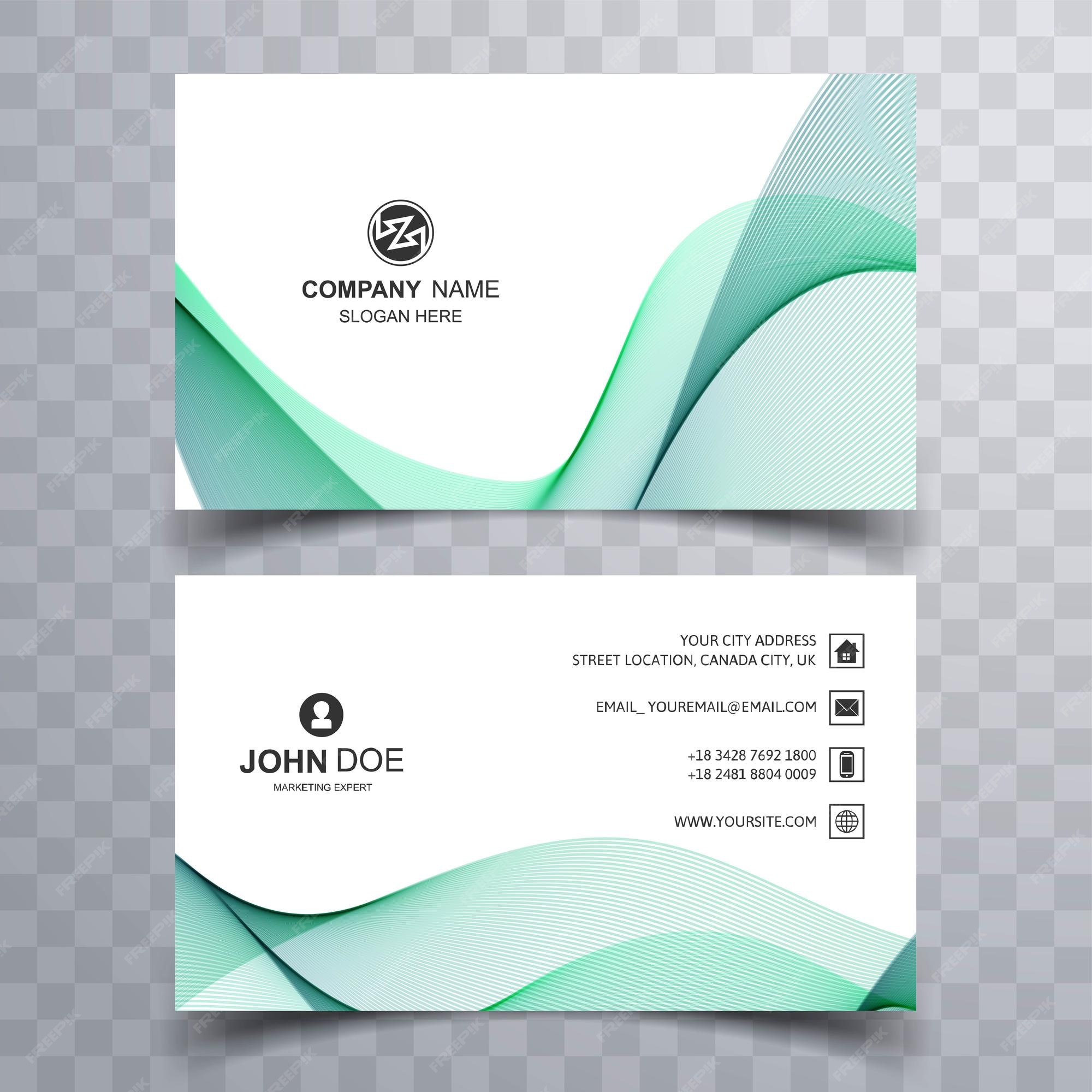 Free Vector | Modern business card template with green wave background