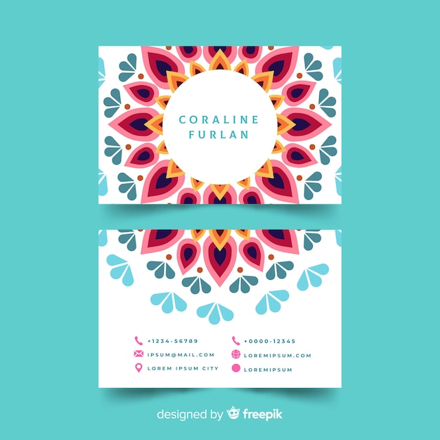 Free vector modern business card template with mandala