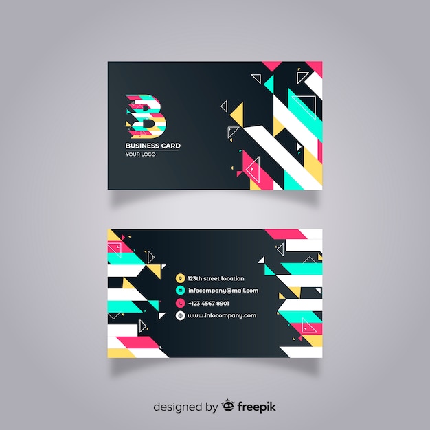 Free vector modern business card with abstract design