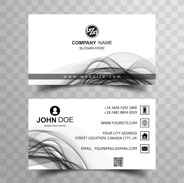 Free vector modern business card with black wavy shapes