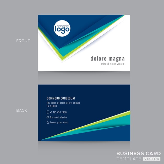 抽象的な現代のブルーグリーンビジネスカードデザインテンプレート