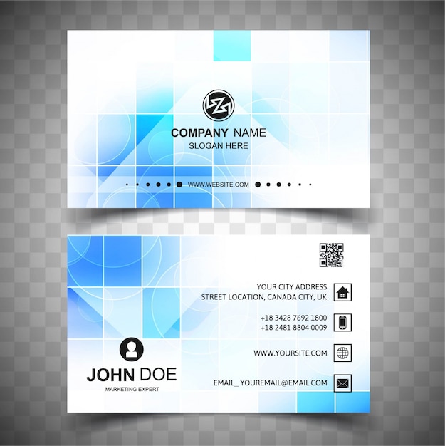 Modern business card with blue squares