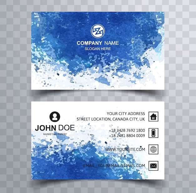 Modern business card with blue water concept