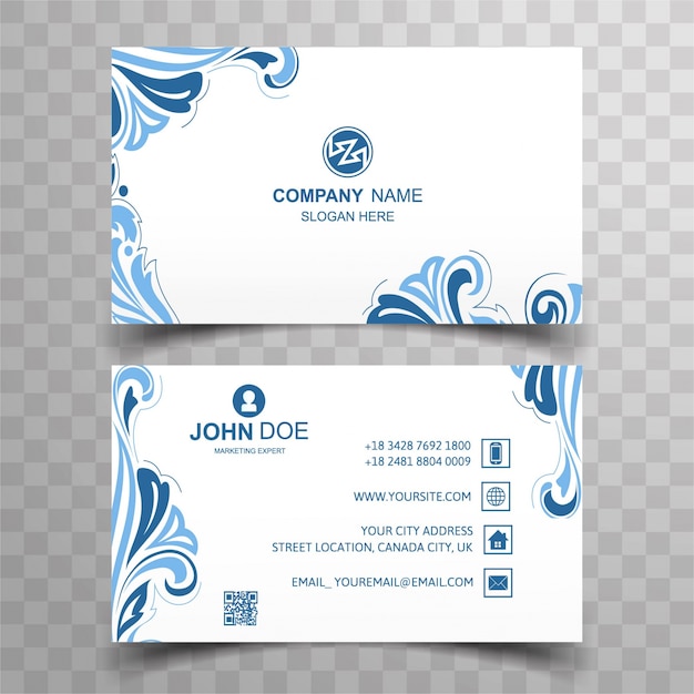 Free vector modern business card with blue wave design