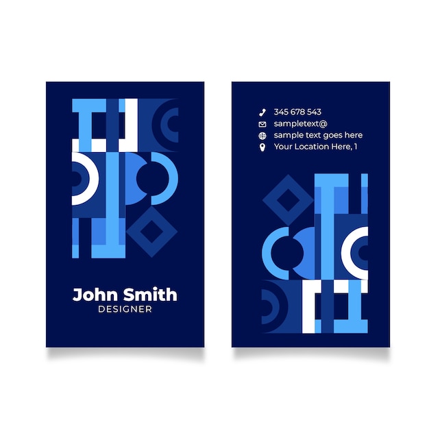 Modern business card with classic blue shapes