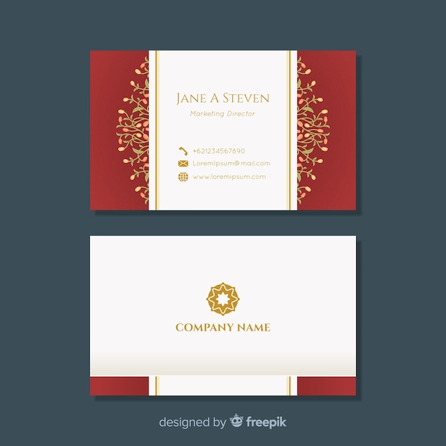 Free vector modern business card with floral design