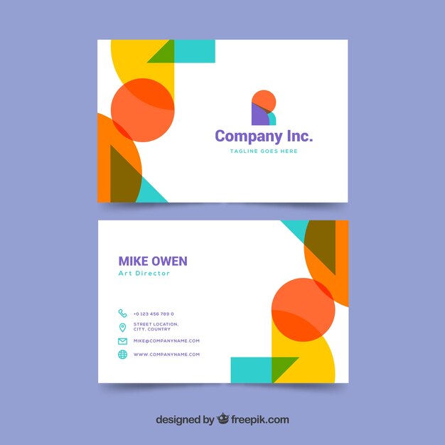 Modern business card with geometry