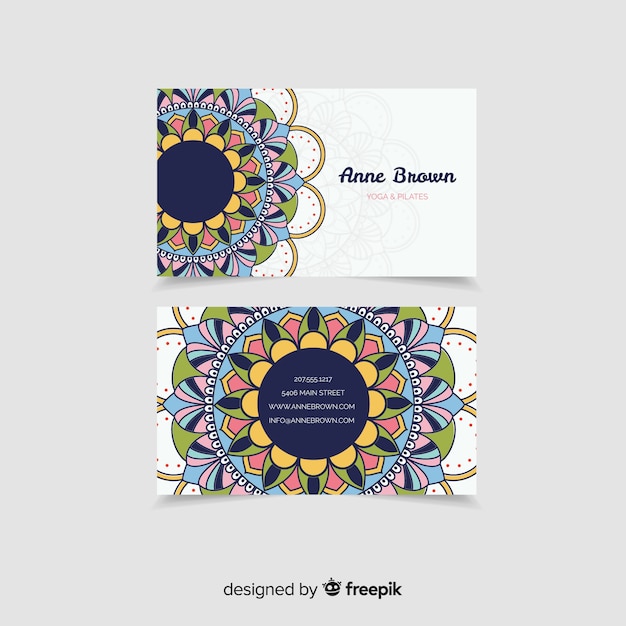 Free vector modern business card with mandala