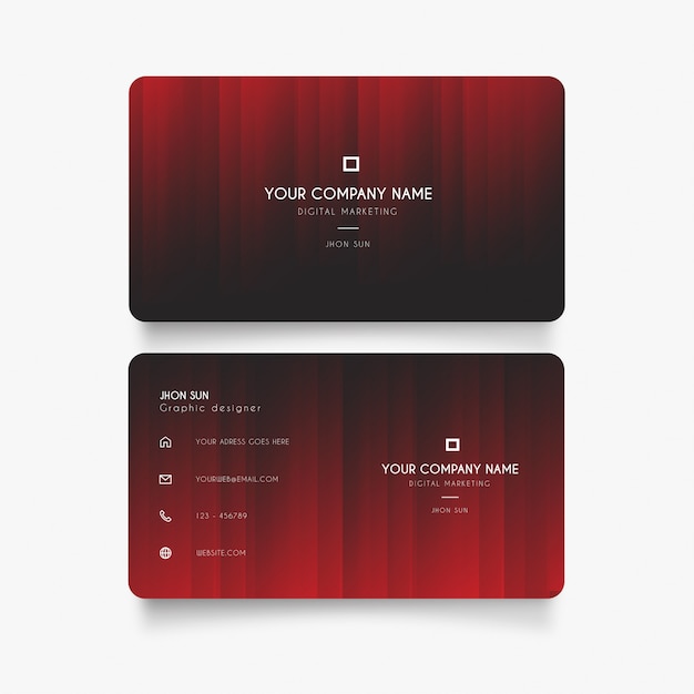 Free vector modern business card with red degrade