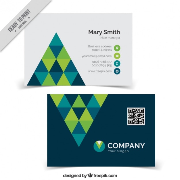 Modern business card with triangles design